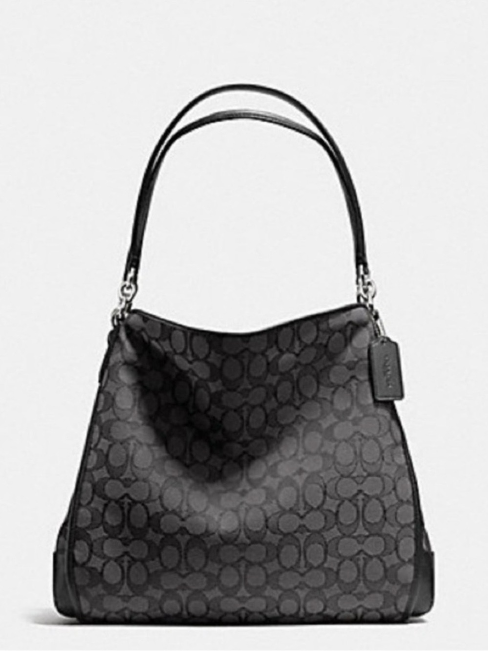 Coach Phoebe shoulder bag in smoke black signature outline jacquard canvas